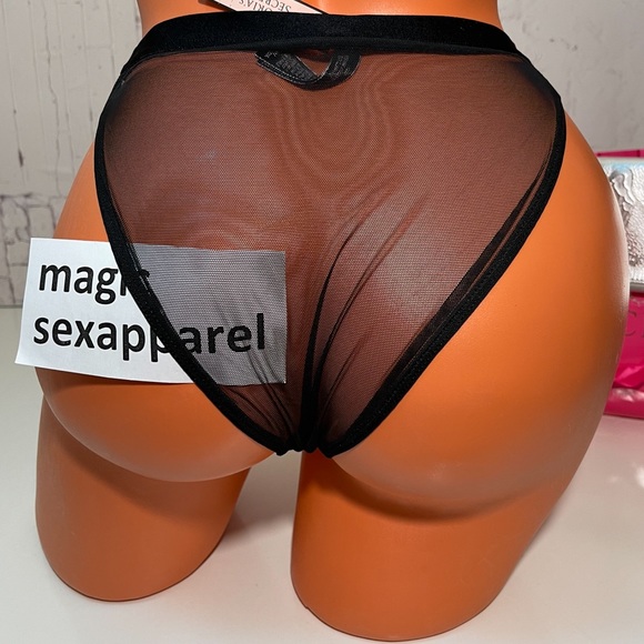 VS S M LUXE STRAPPY CAGED BANDED BIKINI PANTY MESH - Picture 2 of 2